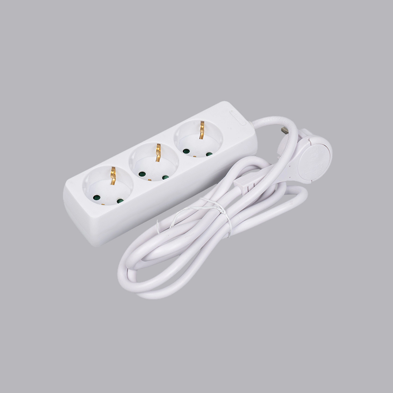 LOB-03L Tysk type rektangulært formet 3-veis strømskinne med trekkring Multi-Socket