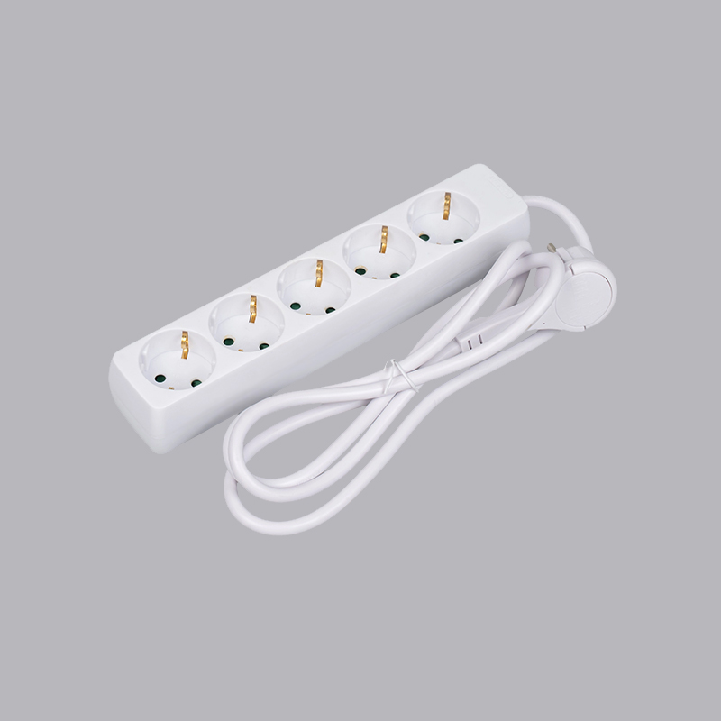 LOB-05L Tysk type rektangulær formet 5-veis strømskinne med trekkring Multi-Socket
