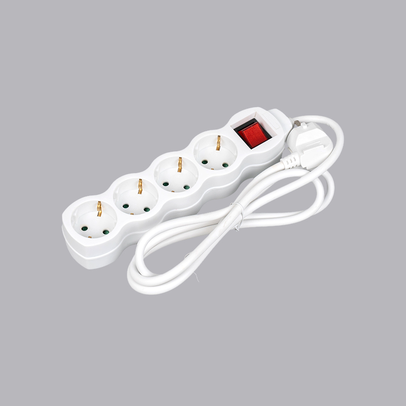LOG-04K Tysk type kalebassformet 4-veis strømskinne med bryter Multi-Socket