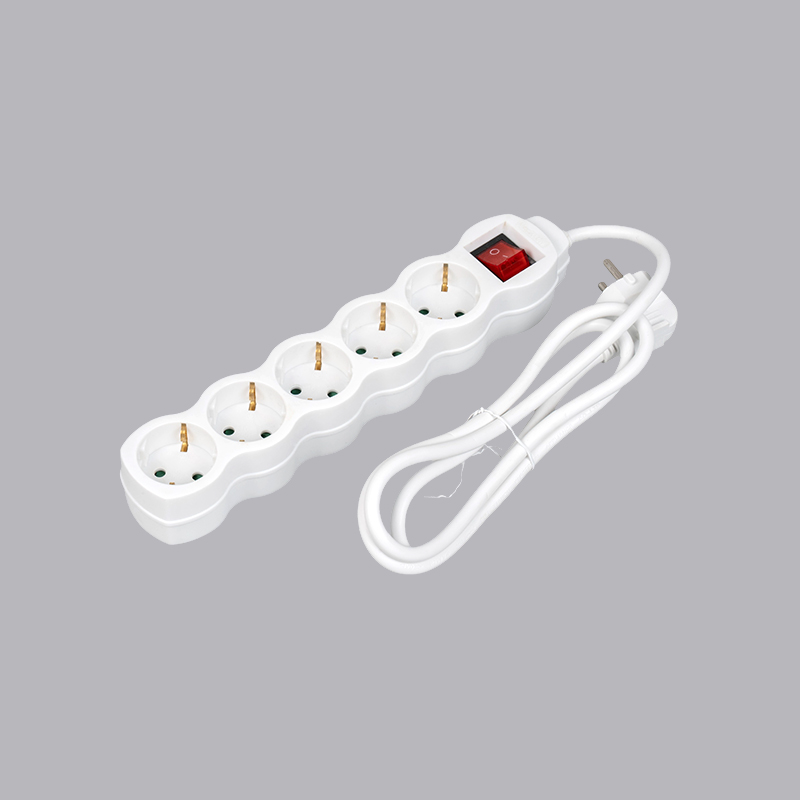 LOG-05K Tysk type kalebassformet 5-veis strømskinne med bryter Multi-Socket