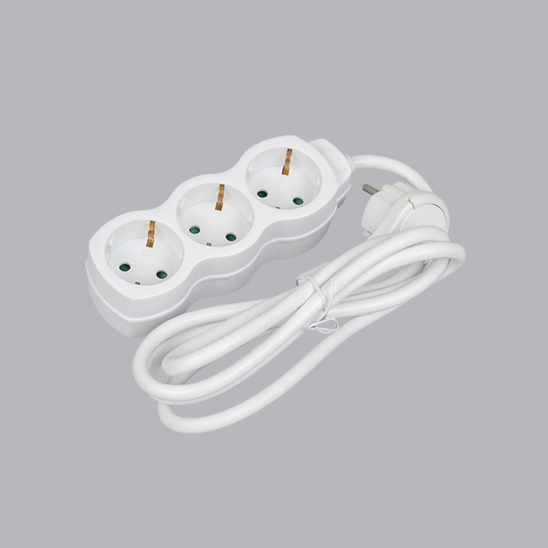 LOG-03L Tysk type kalebassformet 3-veis strømskinne med trekkring Multi-Socket