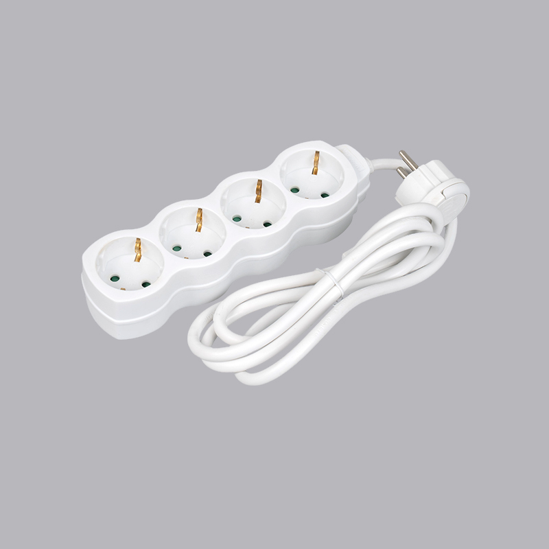 LOG-04L Tysk type kalebassformet 4-veis strømskinne med trekkring Multi-Socket