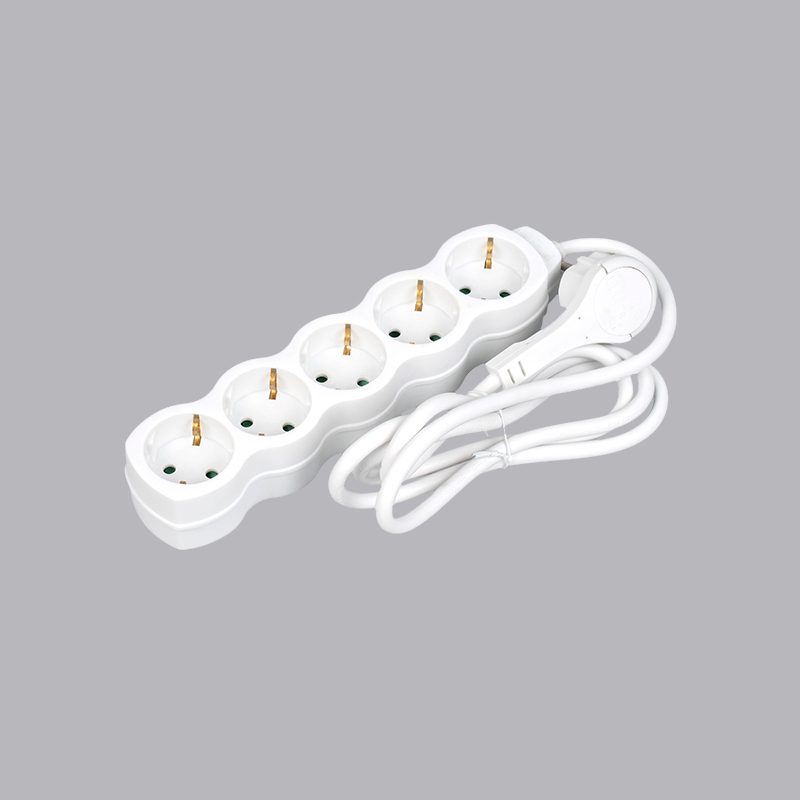 LOG-05L Tysk type kalebassformet 5-veis strømskinne med trekkring Multi-Socket