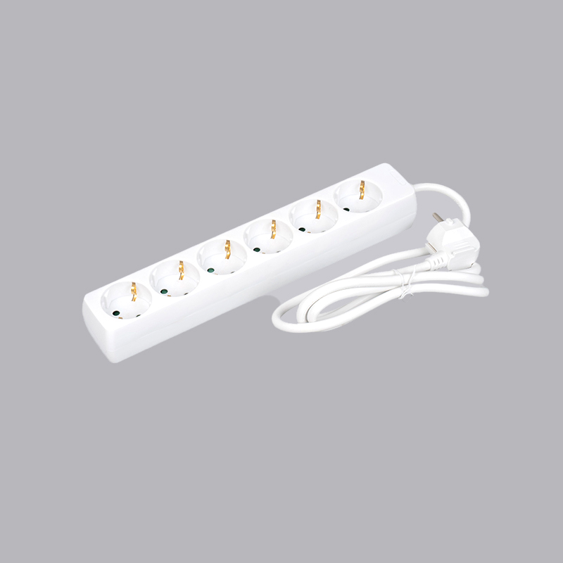 LOB-06 Tysk type rektangulært formet 6-veis strømskinne Multi-Socket